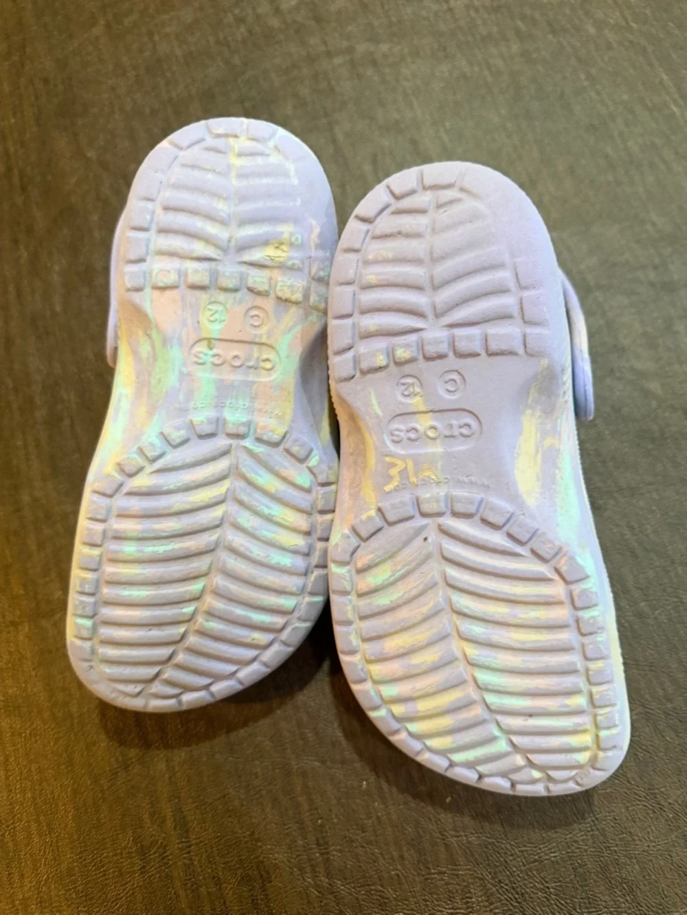 Crocs Kids Lavender Marbled Classic Iridescent Clogs Sz 12